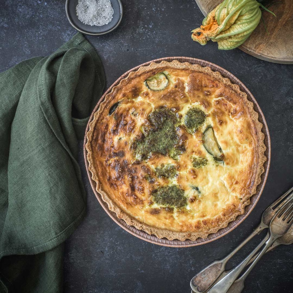 Sweet potato, chard and feta tart