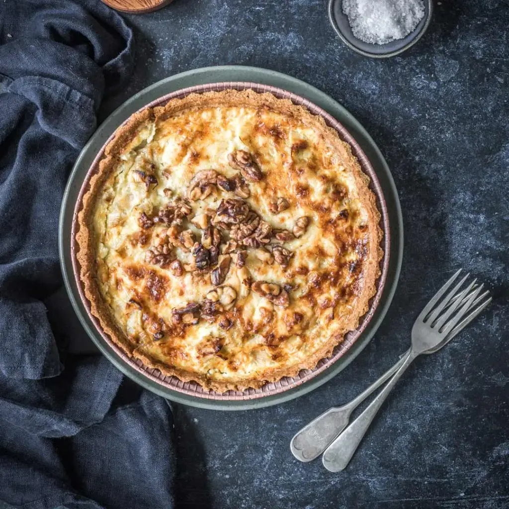 Roast fennel tart with feta and walnuts
