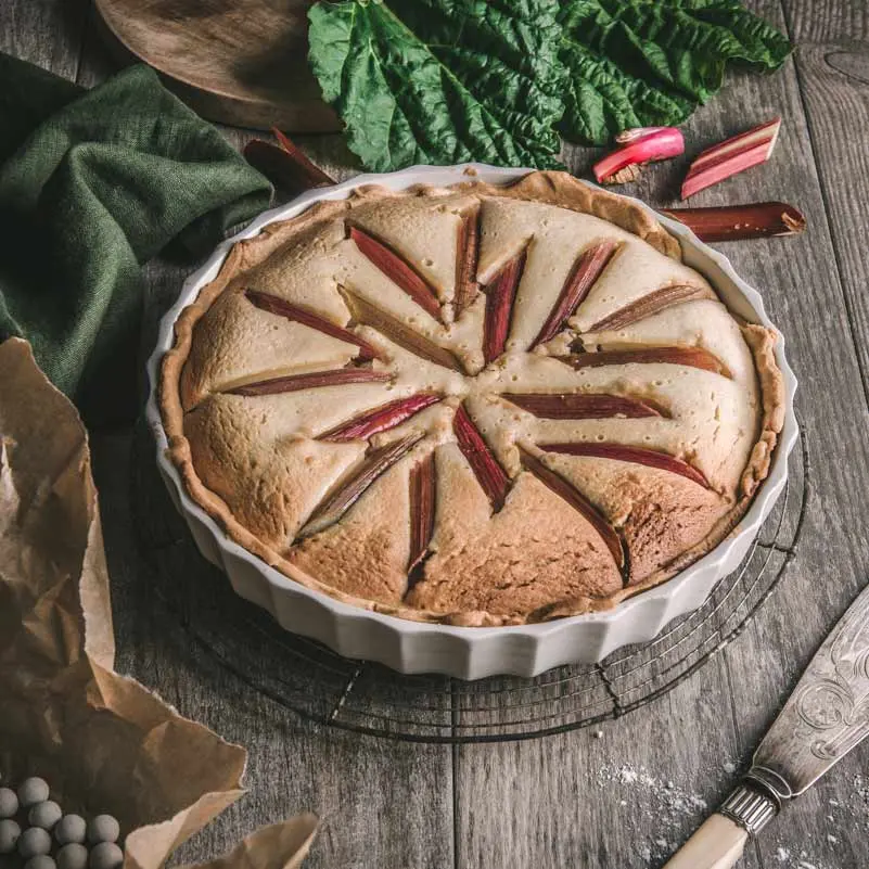 Rhubarb frangipani tart