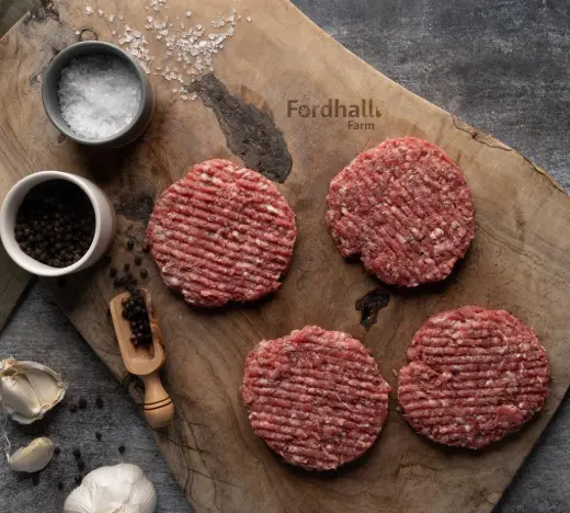  Beef burgers x 4 - Fordhall Organic Farm