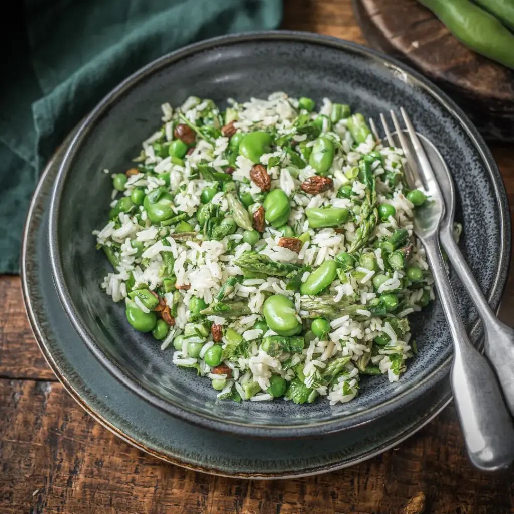 Supergreen rice salad