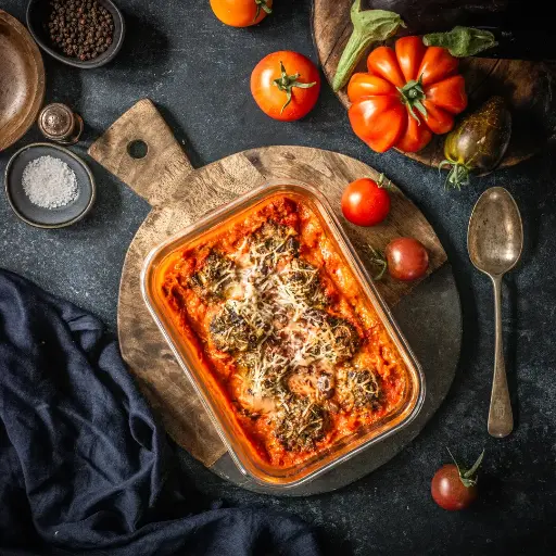 Aubergine dumplings alla pomodoro