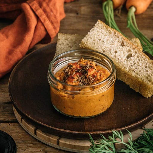 Roasted harissa carrot and white bean dip
