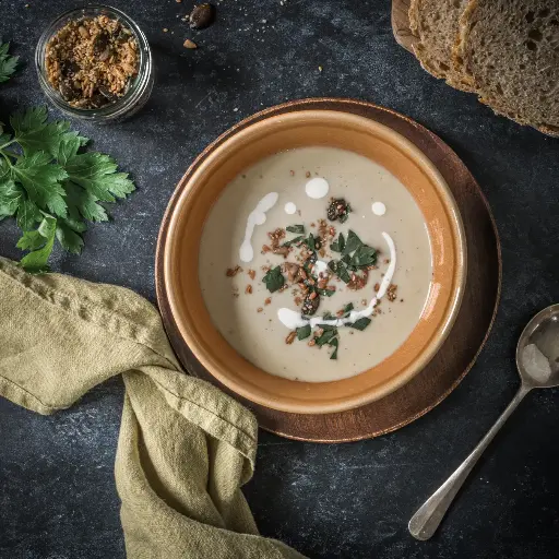 Curried parsnip and pear soup