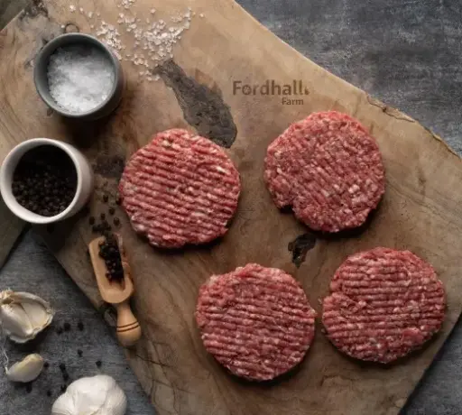  Beef burgers x 4 - Fordhall Organic Farm